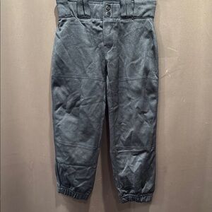 Girls Black Softball/Baseball Pants with Tapered Ankle and Relaxed Fit, Size L